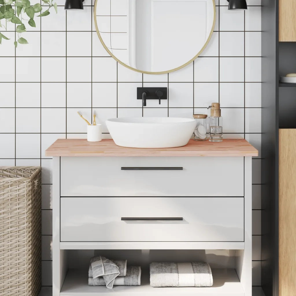 Piano Bagno 100x60x2,5 cm in Legno Massello di Faggiocod mxl 107797