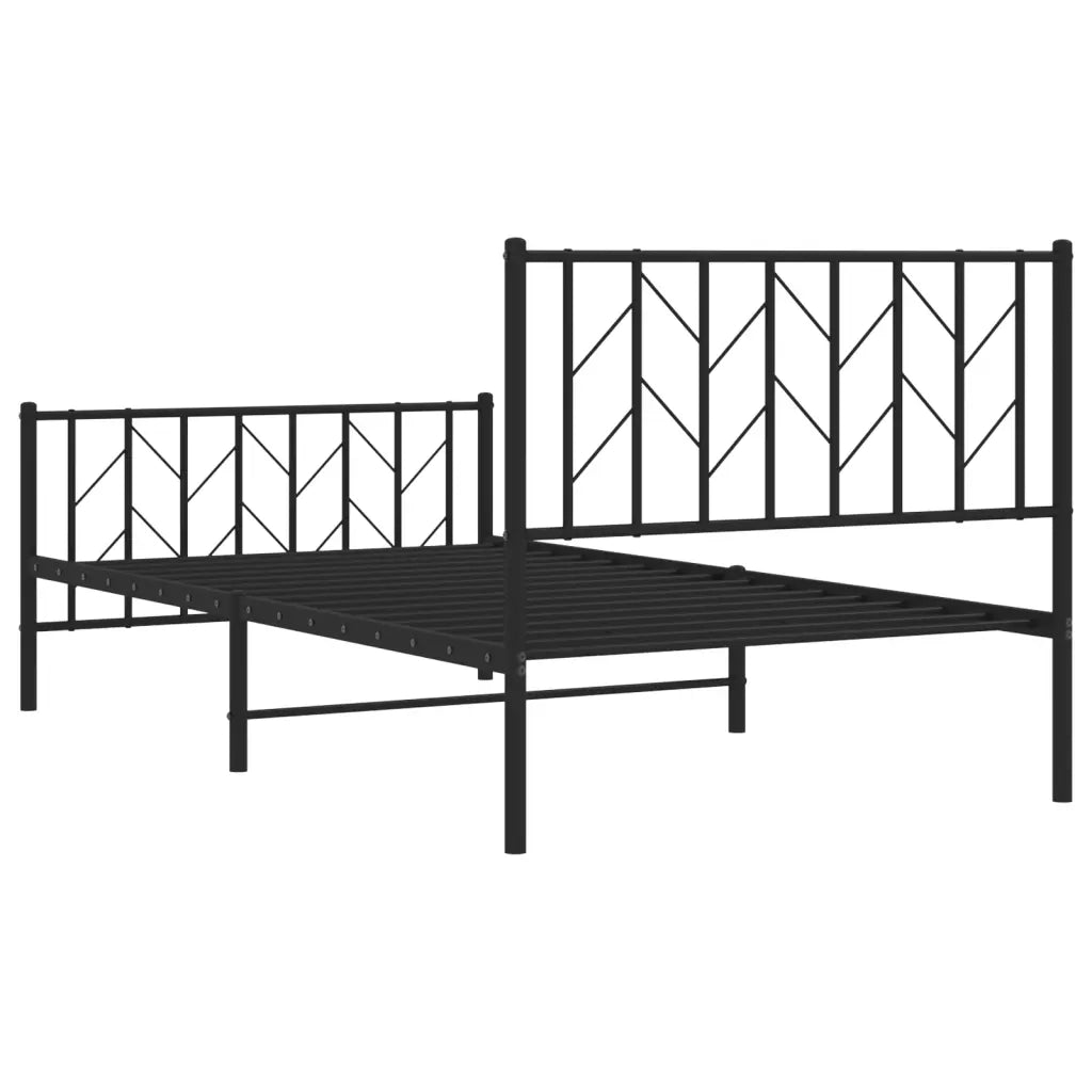 Giroletto con Testiera e Pediera Metallo Nero 100x190 cm 374449