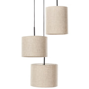 Lampadario 3 luci in tessuto di lino beige Paralume di design moderno Luce del soggiorno