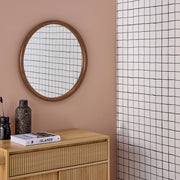 Specchio rotondo in legno di pino, 60cm, marrone