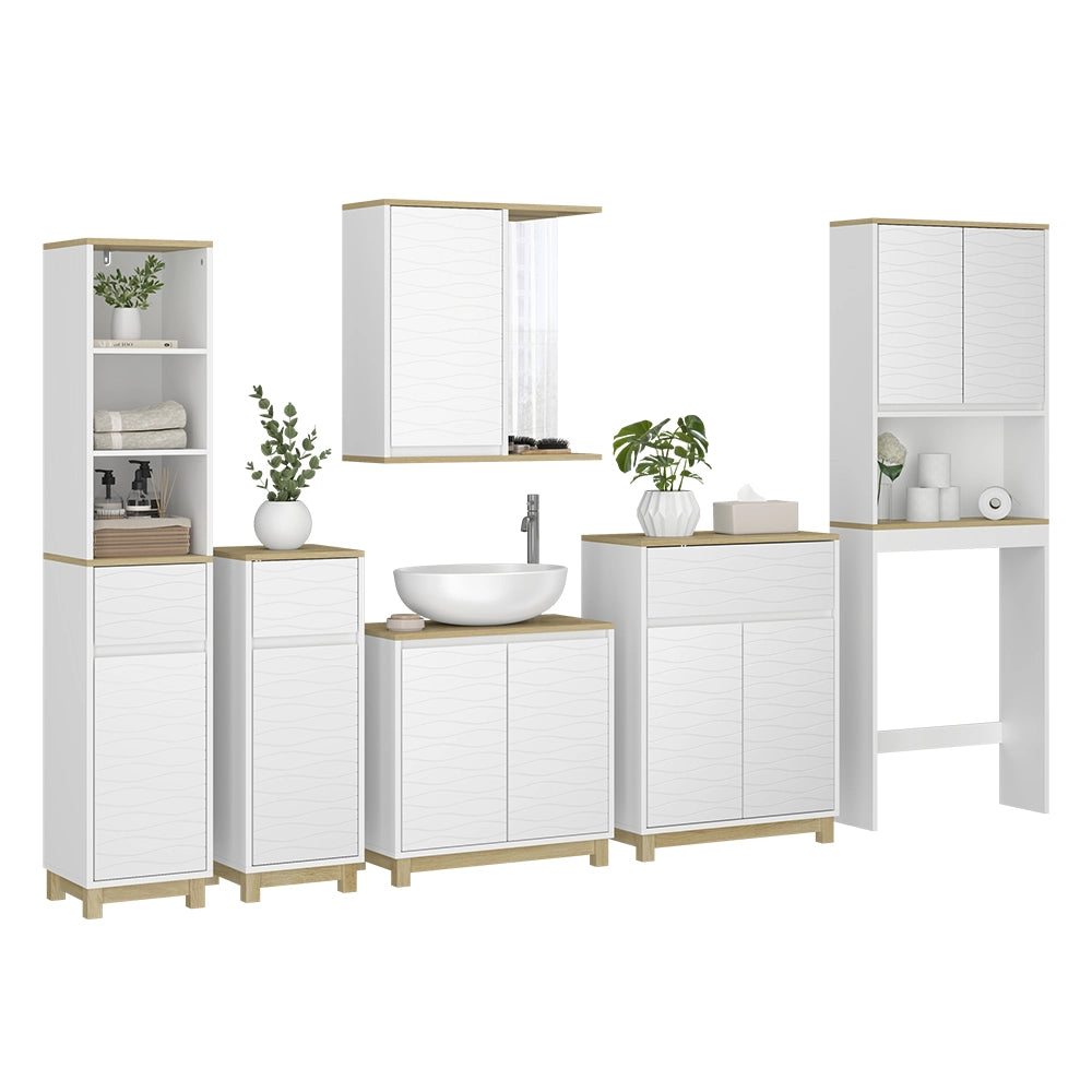 Vicco Set di mobili da bagno Bianco/quercia 6 parti
