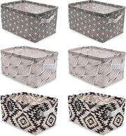 Set di 6 contenitori di stoccaggio - Contenitori di tessuto impermeabili con maniglie - Organizzatori pieghevoli per giocattoli, cosmetici e abbigliamento