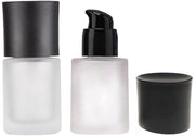 Lattina di Creme con Pomp 2 Pezzi - 30ml/1oz - Translucida/Nera - Dispensatore Vuoto Riscaldabile - Contenitore Cosmetico - Vaso di Vetro Solido