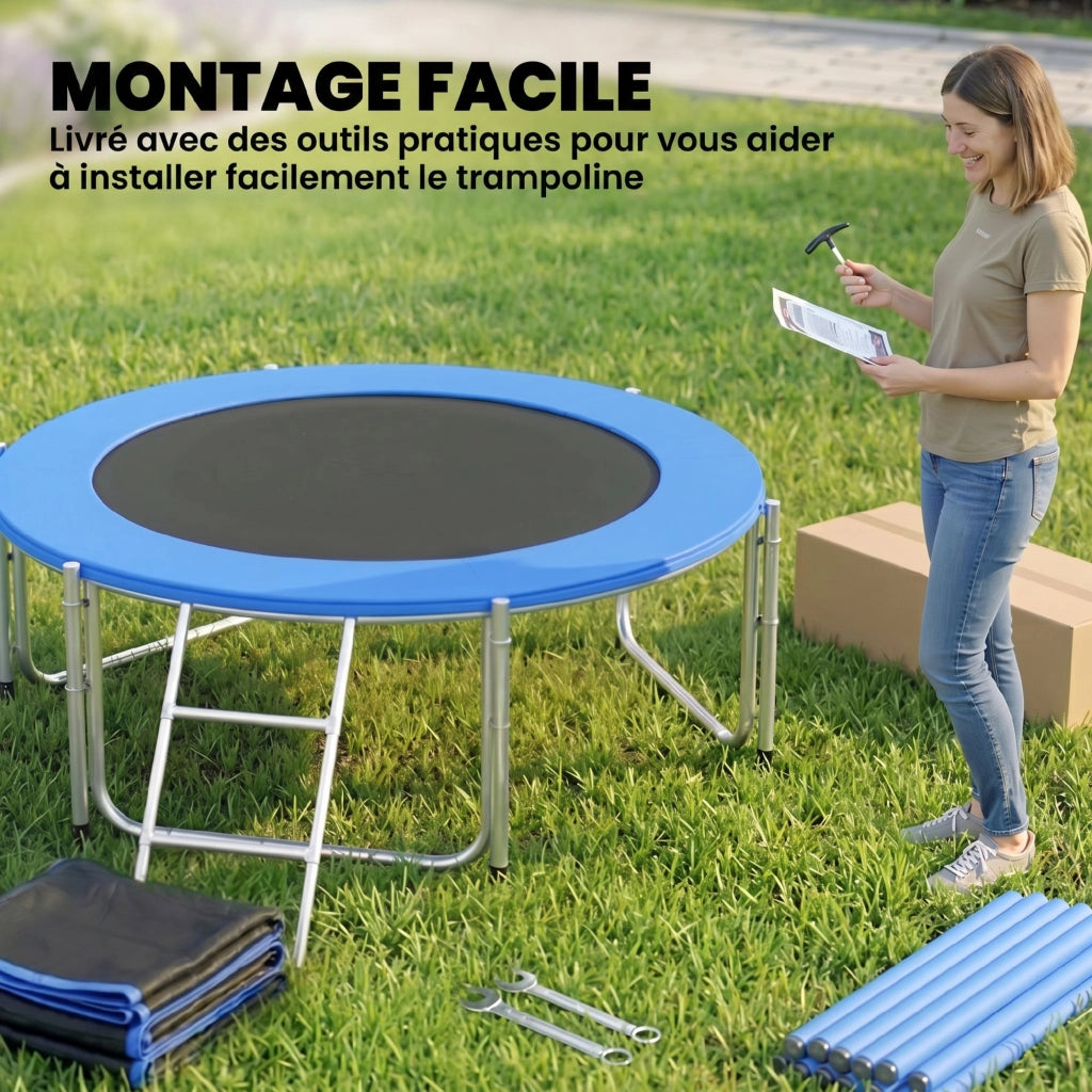 Trampolino Esterno Giardino 6 Pali ¨C Zephmum ¨C Blu ?183cm 80kg