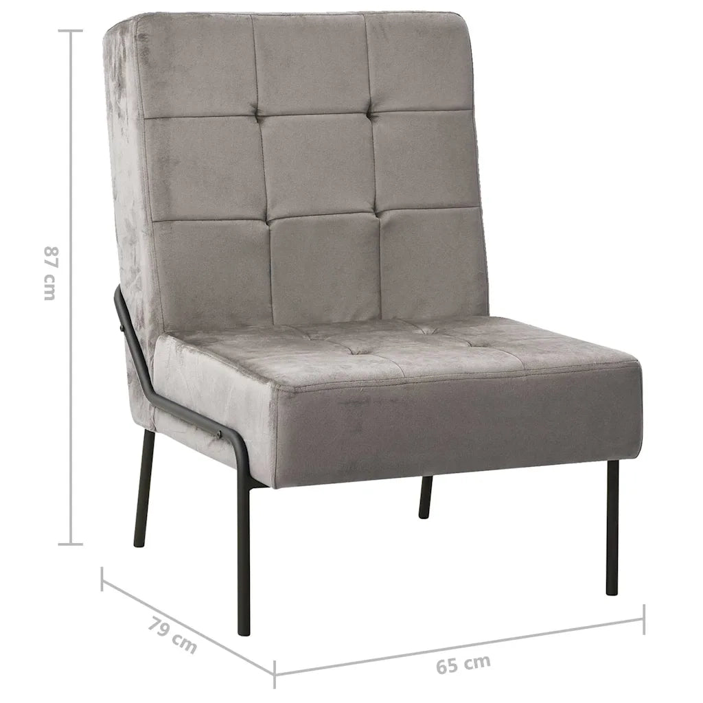 Poltrona Relax-Poltroncina 65x79x87 cm Grigio Chiaro in Velluto
