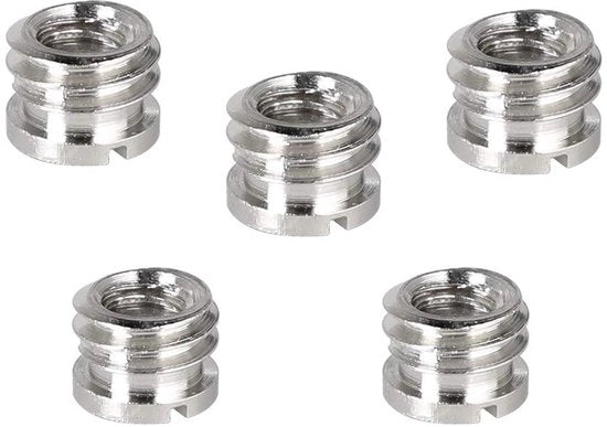 Adattatore di viti micro - 1/4-20 a 3/8-16 - Set da 5 - Argento - Adatto per microfoni - Accessorio di montaggio