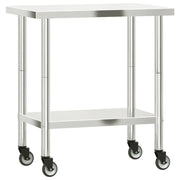 Tavolo da lavoro professionale da cucina con ruote 82,5 x 55 x 85 cm acciaio inox 02_0045417