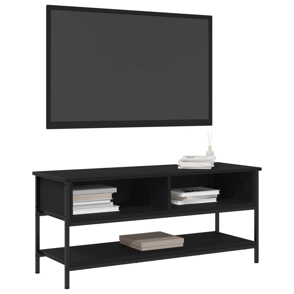 Mobile TV  Nero Rovere 100x35x45 cm Legno ingegnerizzato e Acciaio