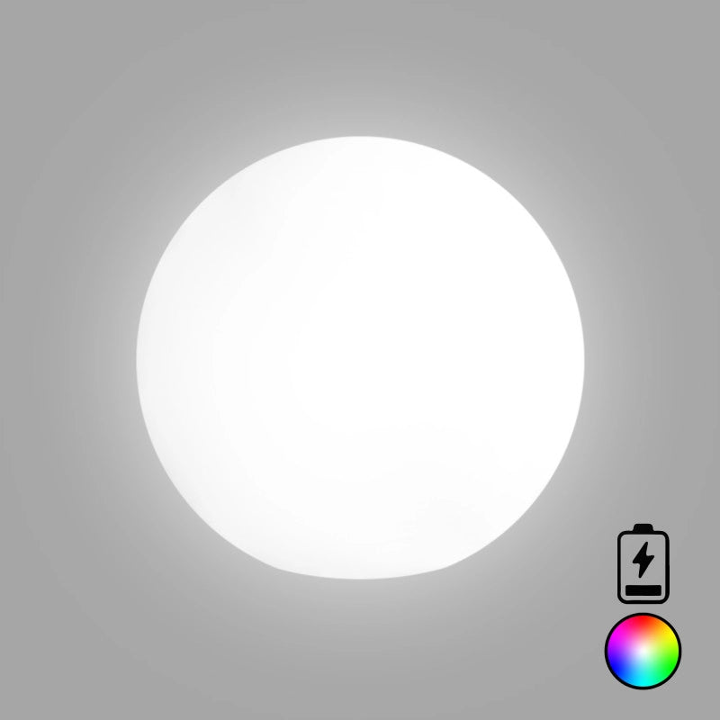 Lampada sfera di design Ø70 in polimero luce multicolor con bateria per interno ed esterno - Made in Italy - Monacis