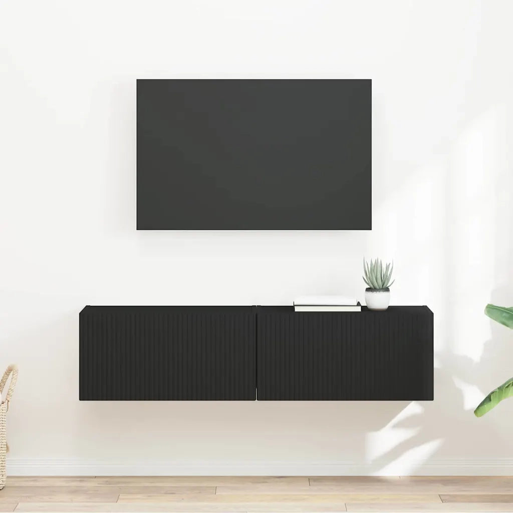 Mobile TV da parete 2 pz-Set di 2 Mobile TV a Muro-Credenza TV Nero 60 x 31 x 29.5 cm 196399