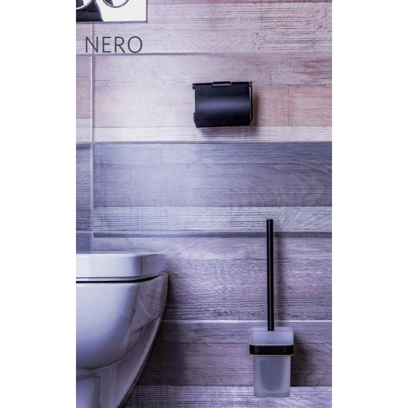 Scopino NERO brush in ottone nero e vetro 38,5 cm