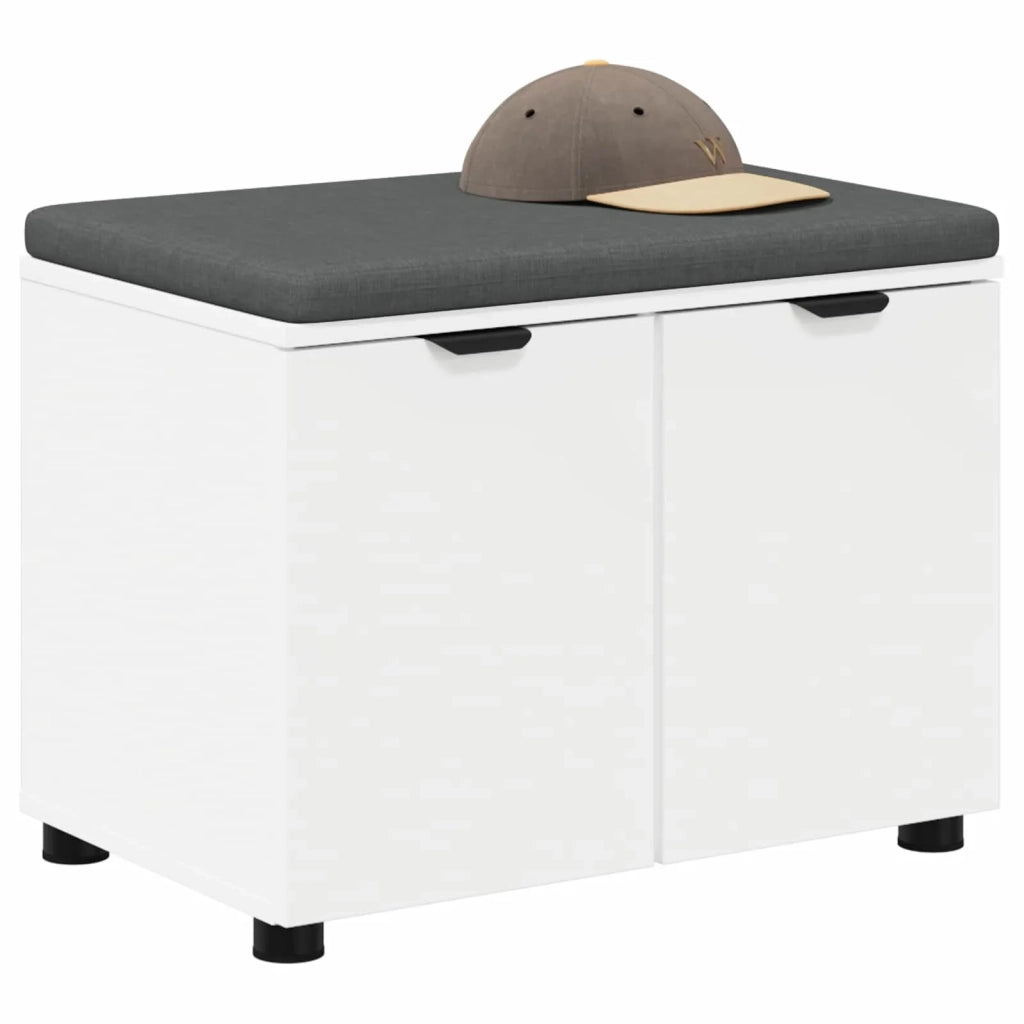 Panca per ingresso con cuscino con porta Bianco 60 x 38 x 46 cm 891472