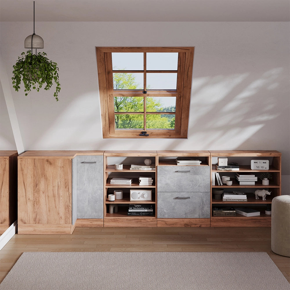 Armadio per tetto spiovente Rion Rovere dorato/Rovere dorato 60 x 83.8 cm con 4 scomparti, carcassa 60 cm profondità Vicco