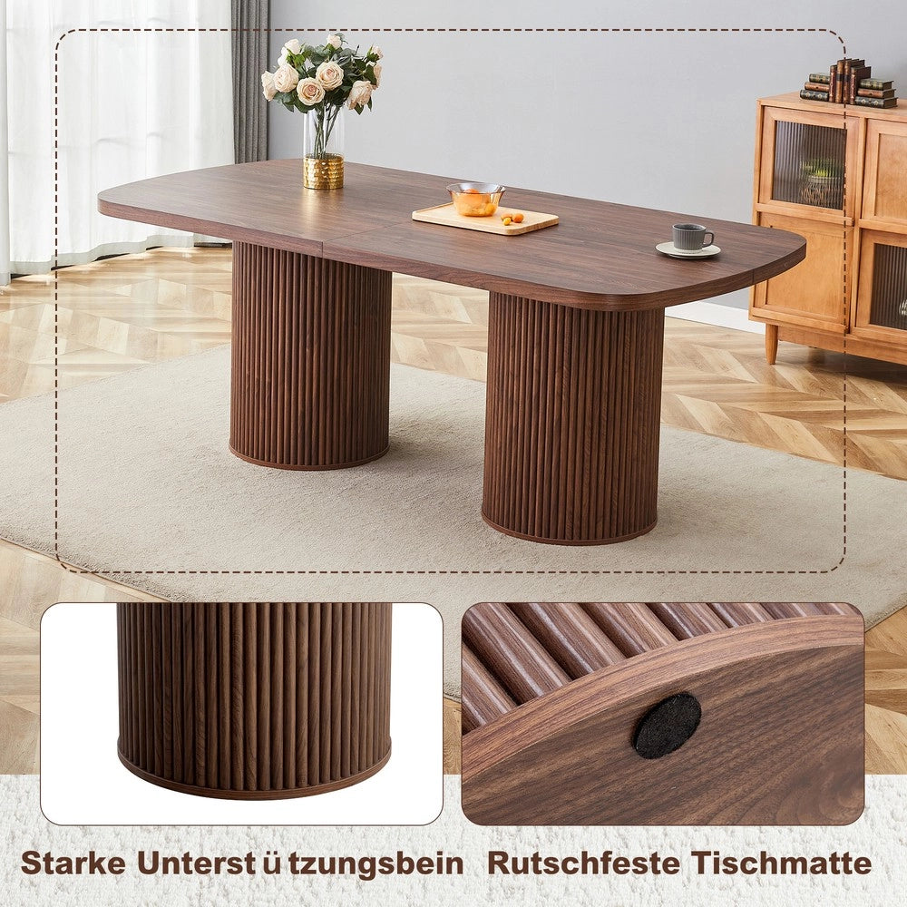 Tavolo da Pranzo Ovale con Piano MDF Effetto Legno ¨C MINIMAL ¨C Design Moderno
