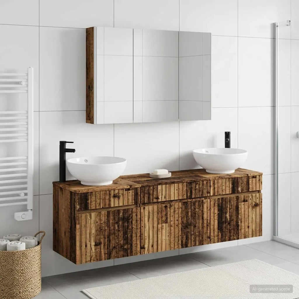 Set di Armadi da Bagno 4 pcs Legno antico 103,5 x 15,5 x 70 cm 3406629
