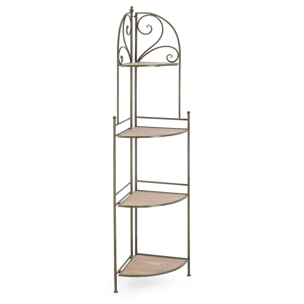 Angoliera 3 Piani Acciaio Bianco Stile Rustico da Interno - HIDDEN GARDEN Colore: Verde Scuro