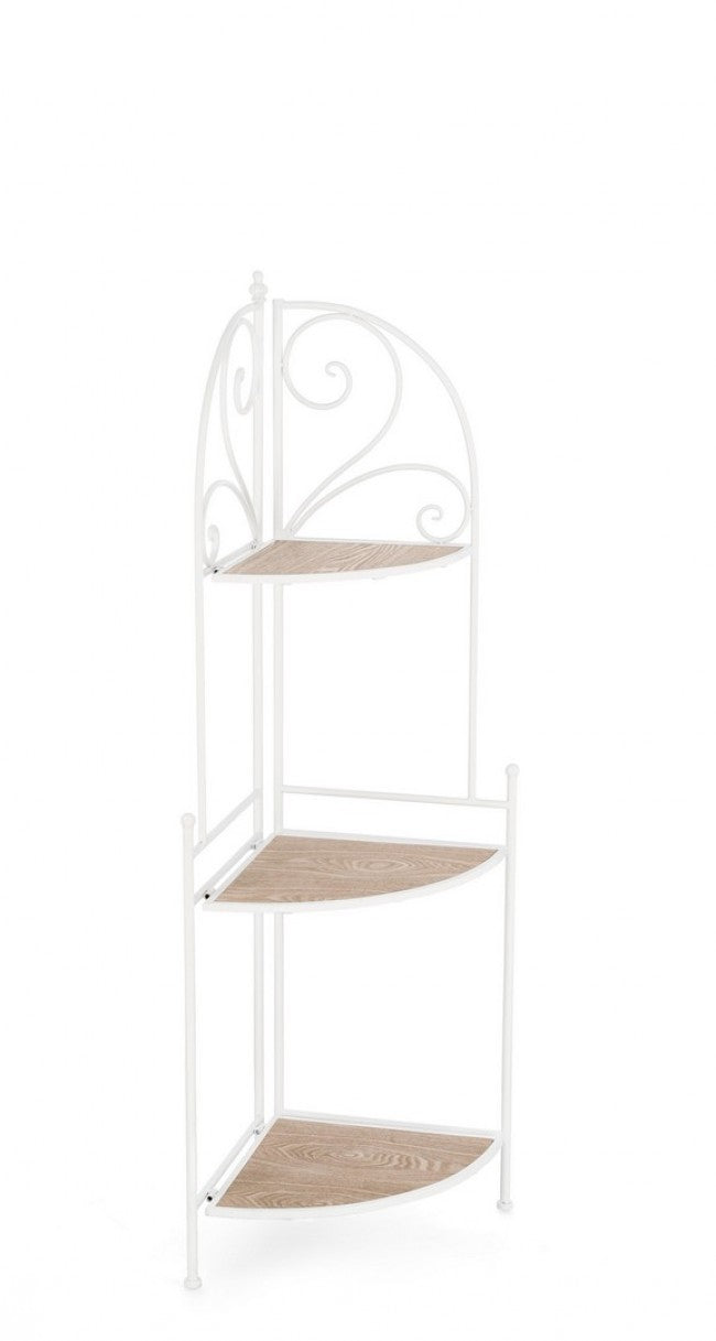 Angoliera 3 Piani Acciaio Bianco Stile Rustico da Interno - HIDDEN GARDEN Colore: Bianco