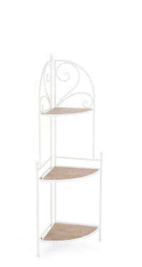 Angoliera 3 Piani Acciaio Bianco Stile Rustico da Interno - HIDDEN GARDEN Colore: Bianco