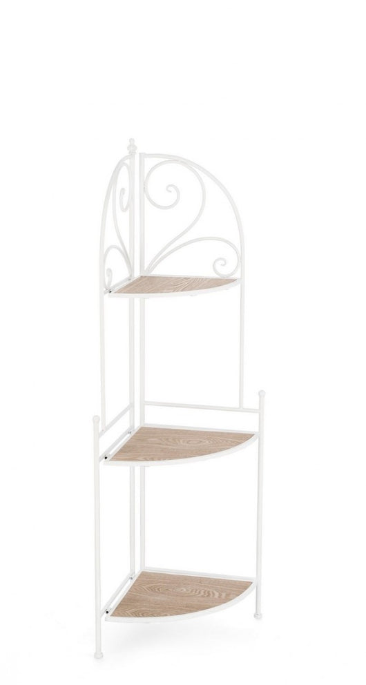 Angoliera 3 Piani Acciaio Bianco Stile Rustico da Interno - HIDDEN GARDEN Colore: Bianco