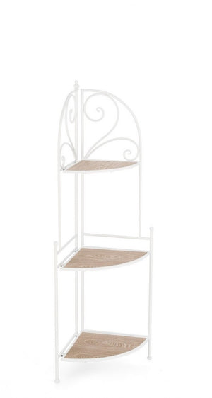 Angoliera 3 Piani Acciaio Bianco Stile Rustico da Interno - HIDDEN GARDEN Colore: Bianco