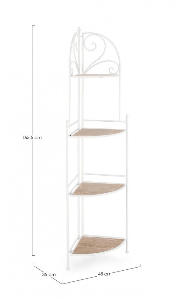 Angoliera 3 Piani Acciaio Bianco Stile Rustico da Interno - HIDDEN GARDEN Colore: Bianco