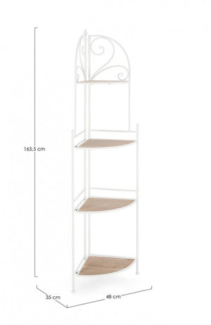 Angoliera 3 Piani Acciaio Bianco Stile Rustico da Interno - HIDDEN GARDEN Colore: Bianco
