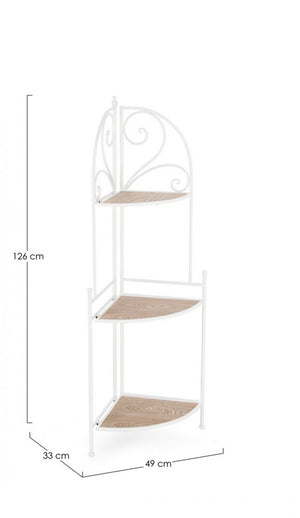 Angoliera 3 Piani Acciaio Bianco Stile Rustico da Interno - HIDDEN GARDEN Colore: Bianco