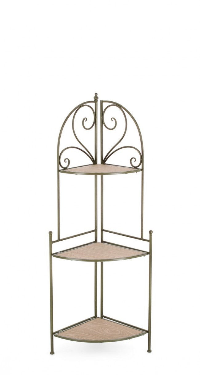 Angoliera 3 Piani Acciaio Bianco Stile Rustico da Interno - HIDDEN GARDEN Colore: Verde Scuro