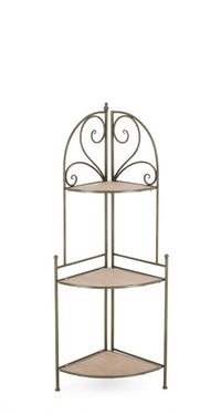 Angoliera 3 Piani Acciaio Bianco Stile Rustico da Interno - HIDDEN GARDEN Colore: Verde Scuro