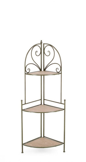 Angoliera 3 Piani Acciaio Bianco Stile Rustico da Interno - HIDDEN GARDEN Colore: Verde Scuro