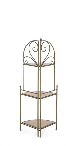 Angoliera 3 Piani Acciaio Bianco Stile Rustico da Interno - HIDDEN GARDEN Colore: Verde Scuro