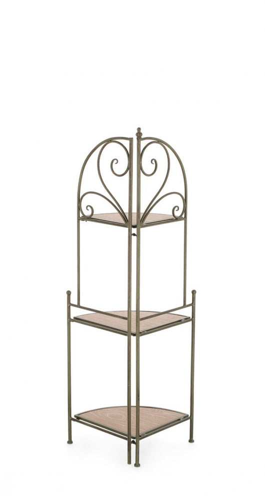 Angoliera 3 Piani Acciaio Bianco Stile Rustico da Interno - HIDDEN GARDEN Colore: Verde Scuro