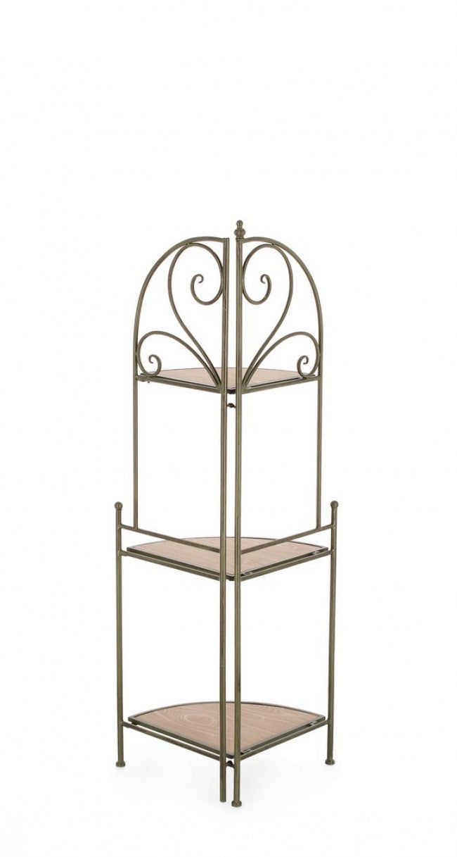 Angoliera 3 Piani Acciaio Bianco Stile Rustico da Interno - HIDDEN GARDEN Colore: Verde Scuro