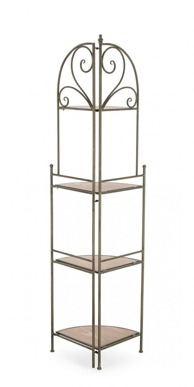 Angoliera 3 Piani Acciaio Bianco Stile Rustico da Interno - HIDDEN GARDEN Colore: Verde Scuro