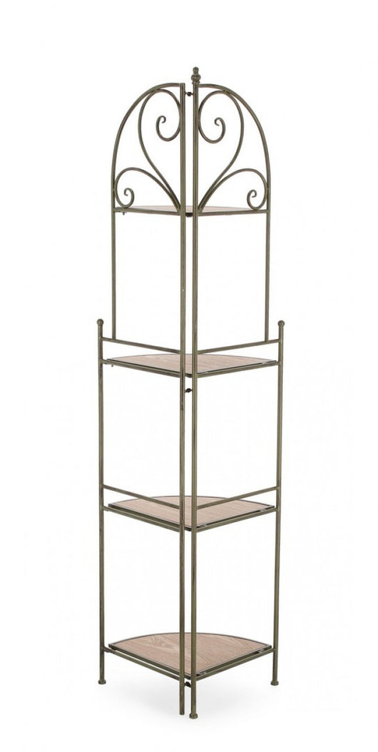 Angoliera 3 Piani Acciaio Bianco Stile Rustico da Interno - HIDDEN GARDEN Colore: Verde Scuro