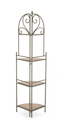 Angoliera 3 Piani Acciaio Bianco Stile Rustico da Interno - HIDDEN GARDEN Colore: Verde Scuro