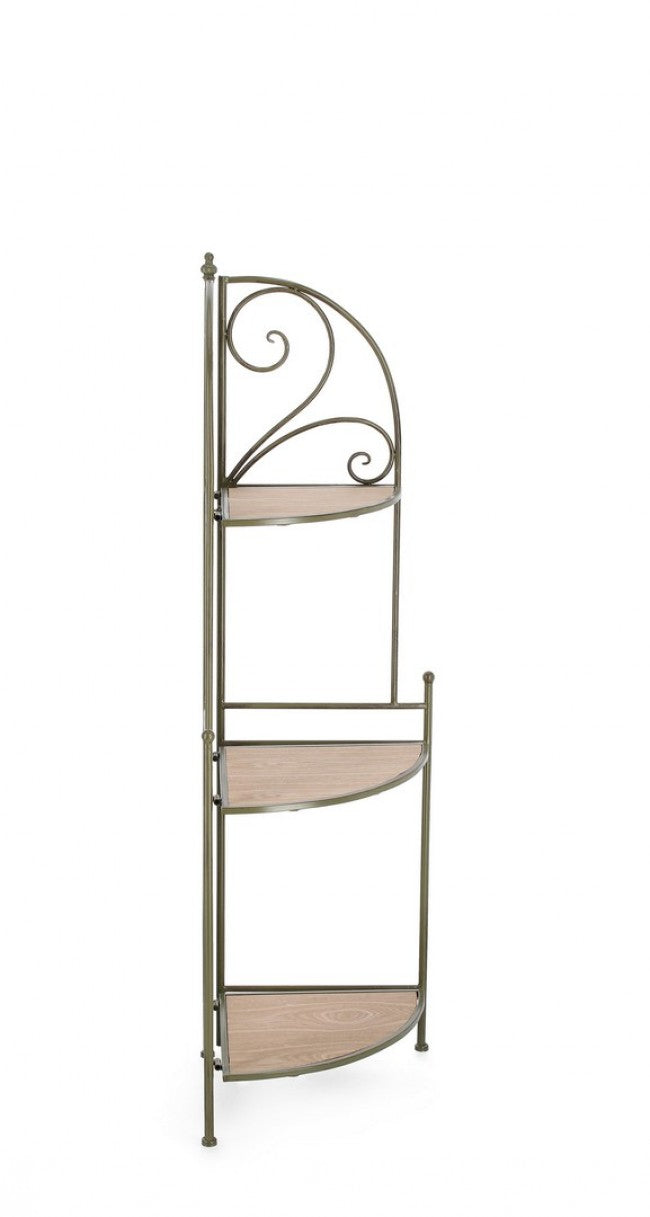 Angoliera 3 Piani Acciaio Bianco Stile Rustico da Interno - HIDDEN GARDEN Colore: Verde Scuro