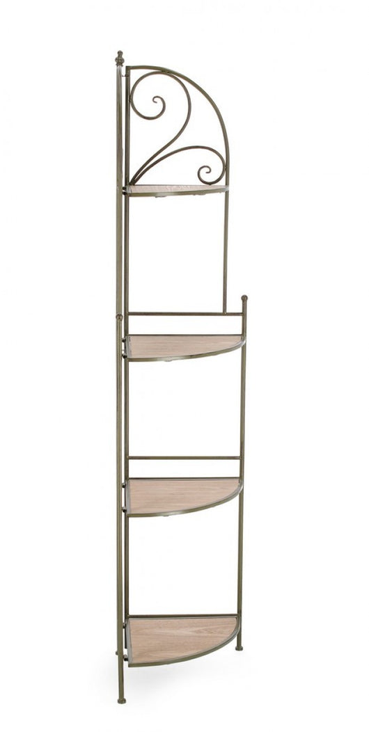 Angoliera 3 Piani Acciaio Bianco Stile Rustico da Interno - HIDDEN GARDEN Colore: Verde Scuro