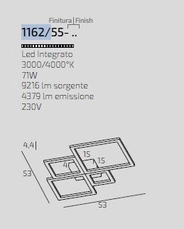 FOUR SQUARES APPLIQUE-PLAFONIERA 55 CM. BIANCO 1162-55-BI