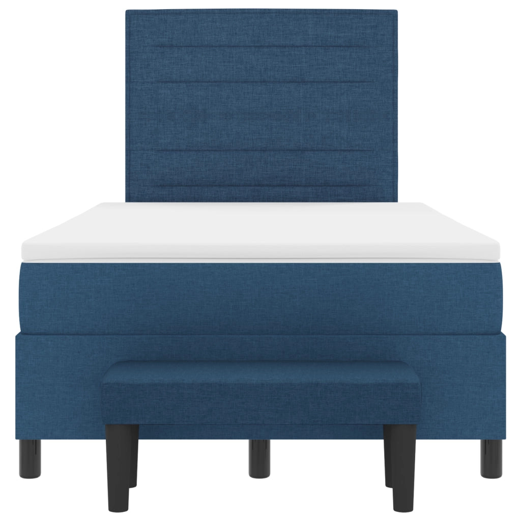 Letto a Box Spring con Materasso & Panchina Blu 120x200 cm Tessuto