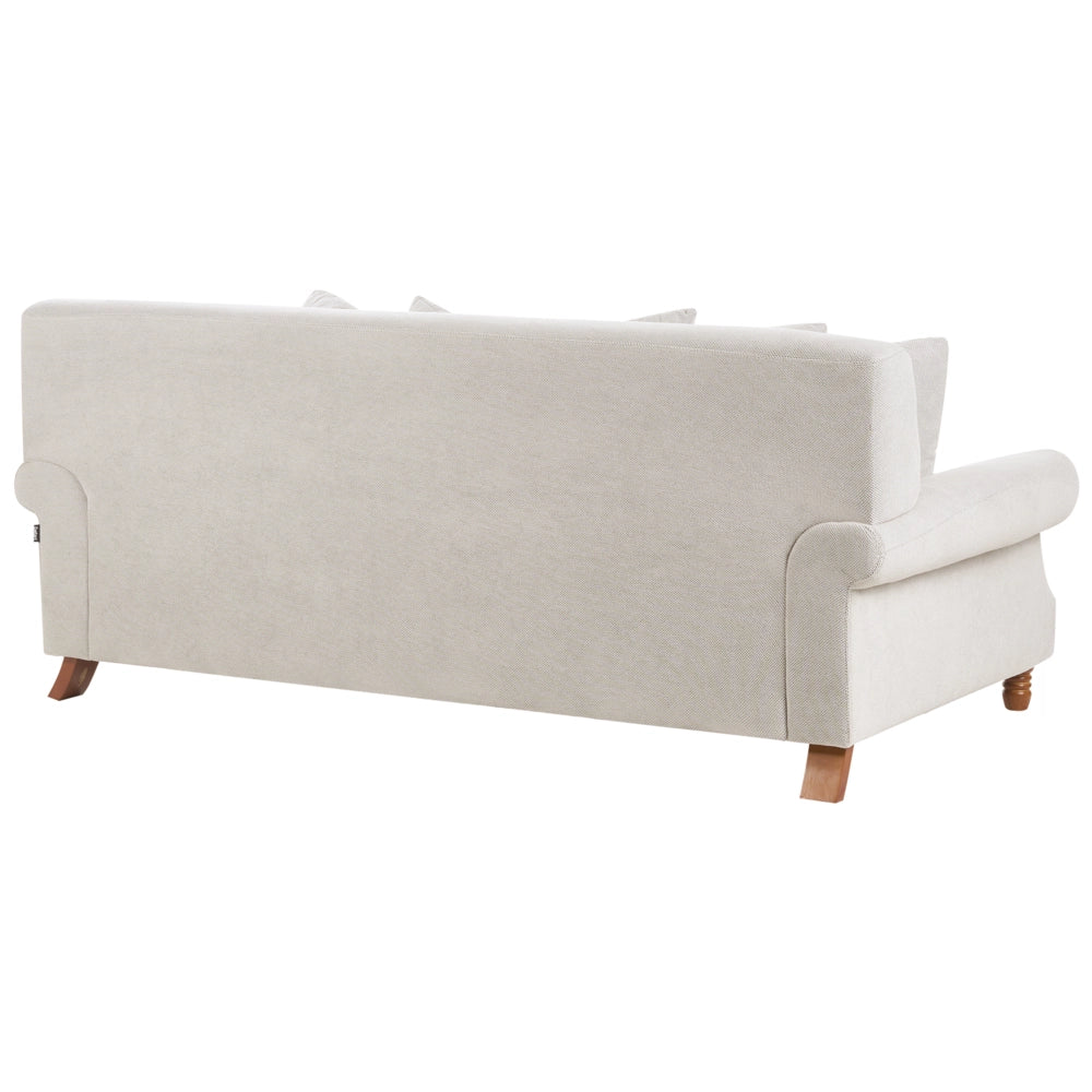 Divano con 6 cuscini Rivestimento in tessuto bianco sporco Gambe in legno chiaro 2 posti