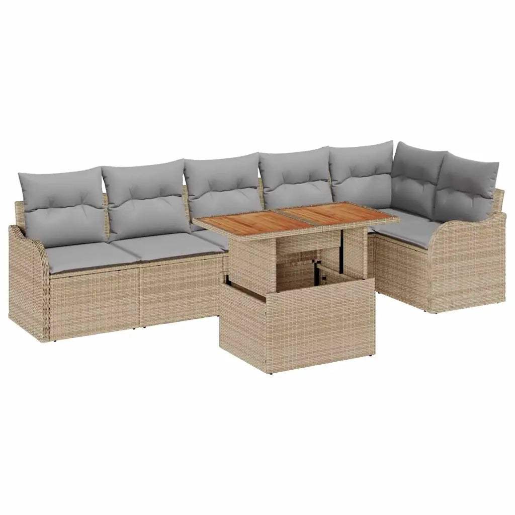 Set Divano da Giardino con cuscino 7 pcs beige e grigio chiaro