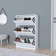 Scarpiera Salvaspazio Slim con 3 Contenitori Ribaltabili Portascarpe Stretto da Ingresso Capienza 18 Paia 110 x 73,5 x 24 cm - Bianco [en.casa]