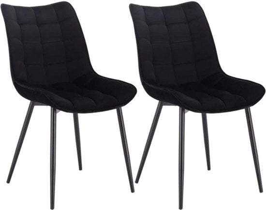 Sedie da Soggiorno in Pelle di Velluto Nero - Set di 2, 4 o 6 Pezzi