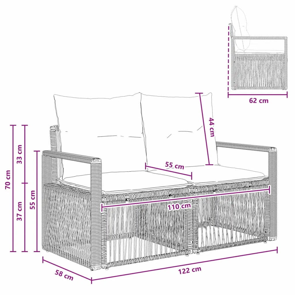 Divano da giardino 2-Numero di posti Beige polyrattan 42026706