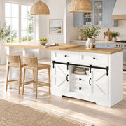 Isola cucina in MDF con tavolo estensibile e pannelli girevoli