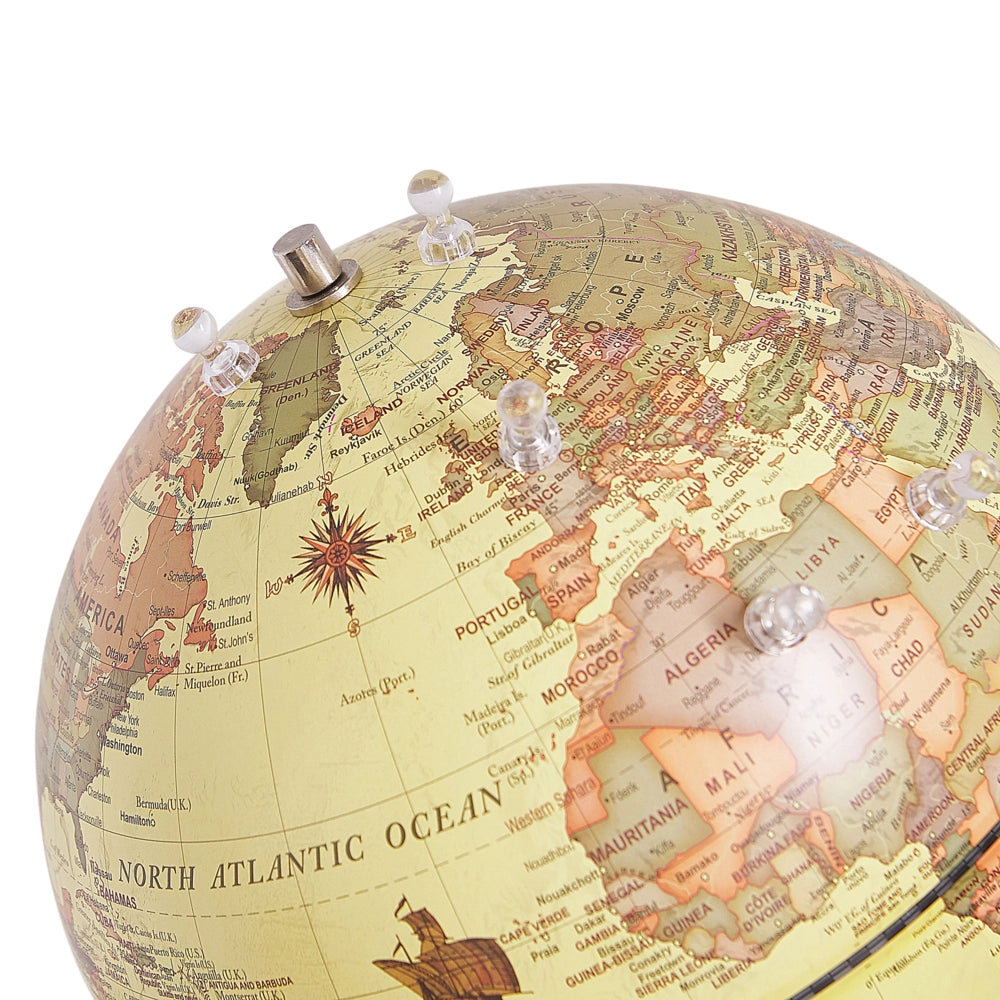 Mappamondo in Plastica Gialla Supporto Acciaio Inossidabile e Magneti 25 cm stile moderno