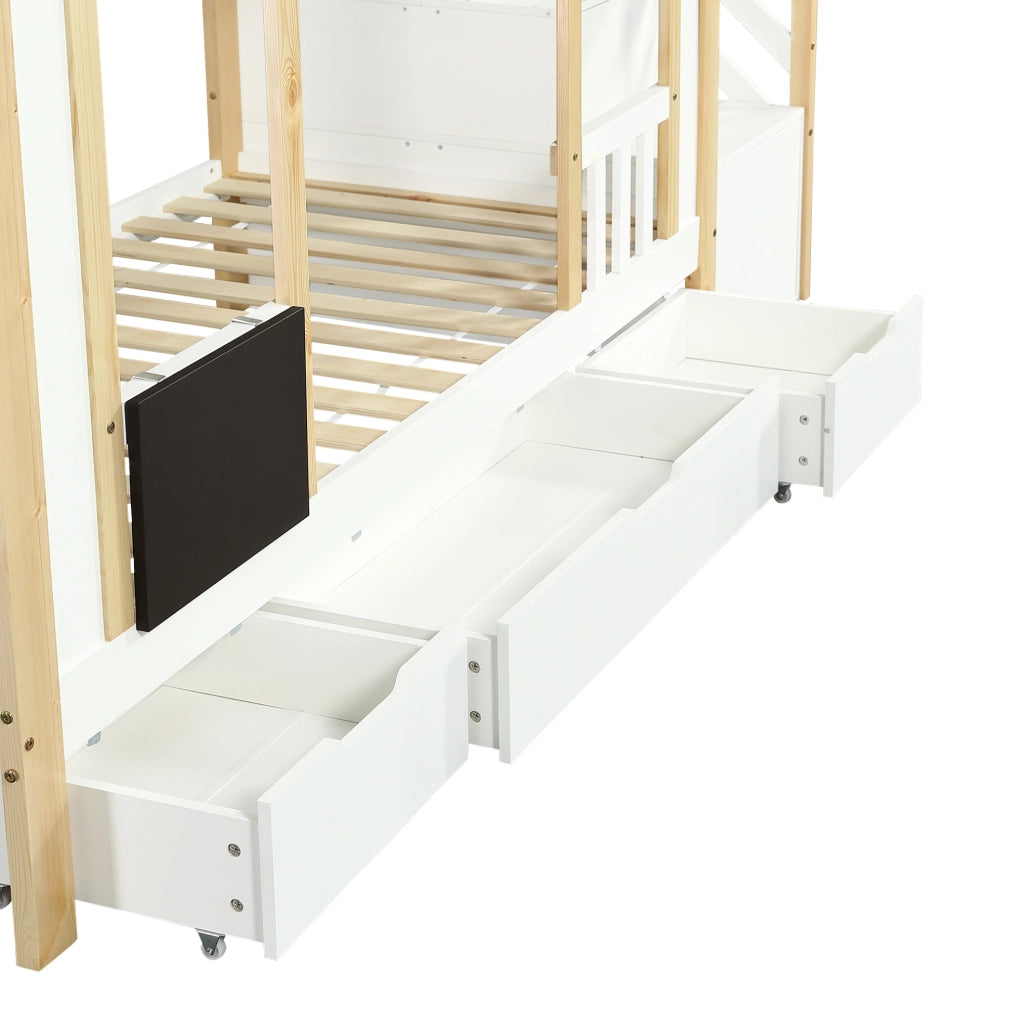 Letto a castello per bambini 90x200 cm con scala contenitore
