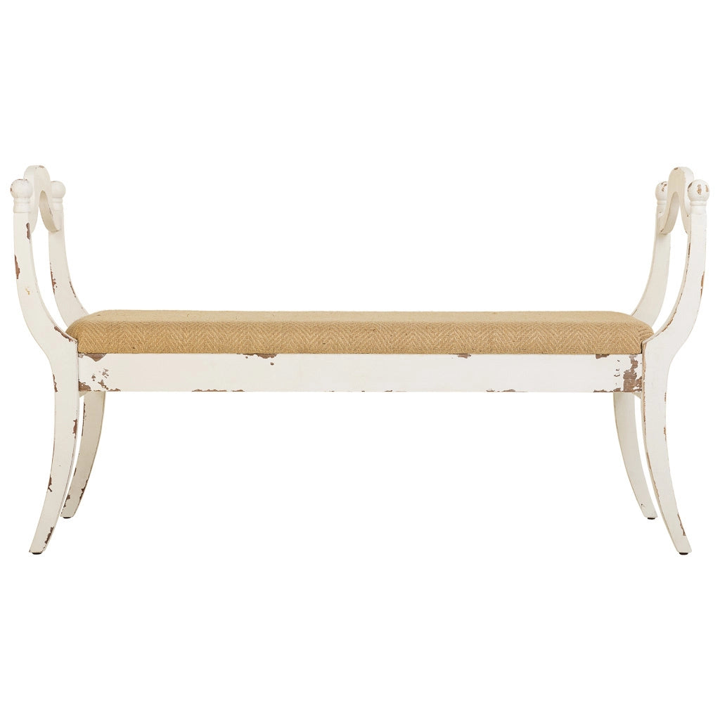 Sgabello imbottita in legno bianco 139x45,5x78h