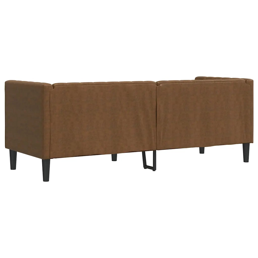 Divano Chesterfield con Cuscini 3 Posti Marrone in Scamosciato 372702